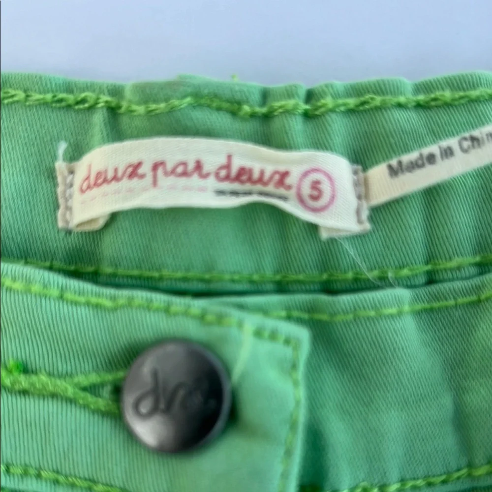 Deux par Deux Green Denim Shorts girls sz 5